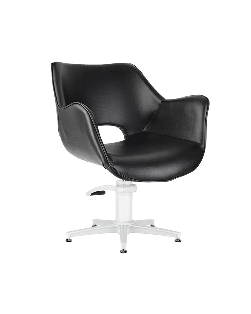 Chloe Black - Black hairdressing chair - White cross base